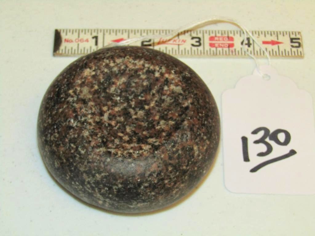 Discoidal: 3 1/8" x 1 3/8" brown speckled discoidsl