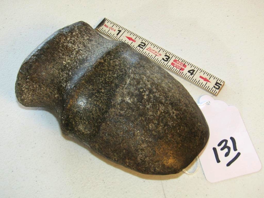 Axe: 5 3/4" double groove stone axe, 3/4 groove, was lot 198 last auction