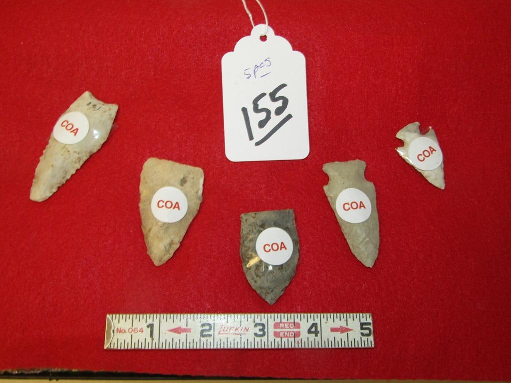 5 Motley coa's: 5 Motley coas 2 3/8" Hopewell, 2 3/8" Hindz, 2 5/16" Sloan, 1 9/16" Squoyah, 2 9/16" Searcy