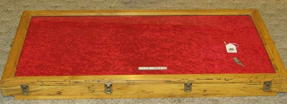 Cox display: Beautiful Cox built display case 48" x 24" x 3" with 6 locking clasps, very good condition