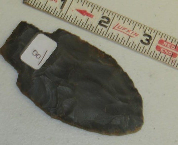 Point: 3 3/8" dark gray Scottsbluff (not examined for coa)