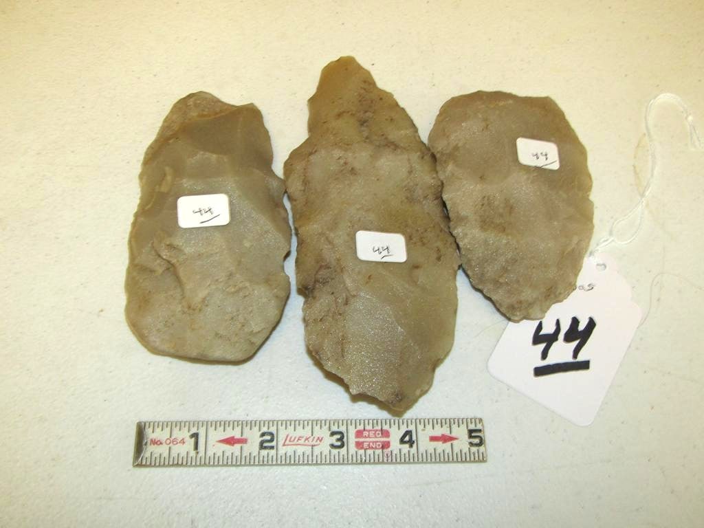 3 quartz tools: 3 pc Hixton quartz tools, largest is 6 1/2"