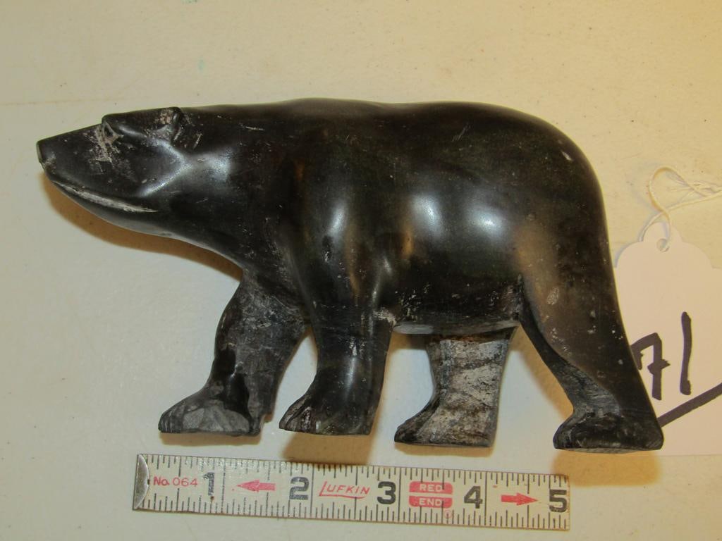 Soapstone Bear: Northwest Coast 6" soapstone bear, good cond