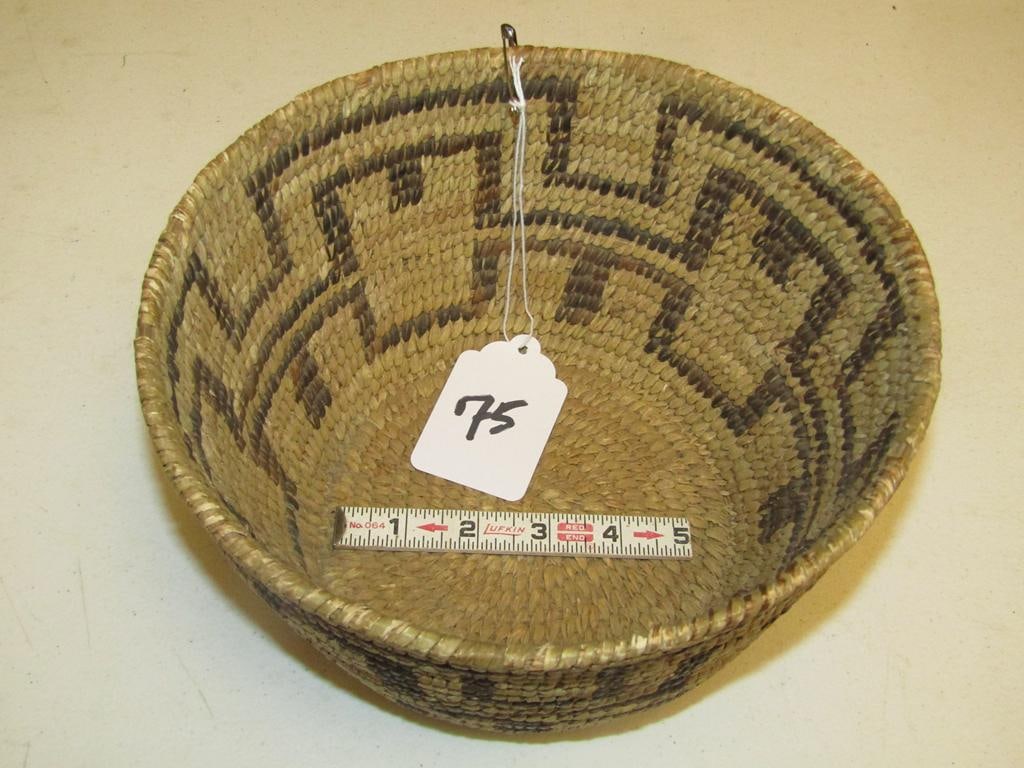 Basket: Papago basketry bowl, 9 x 5", good cond