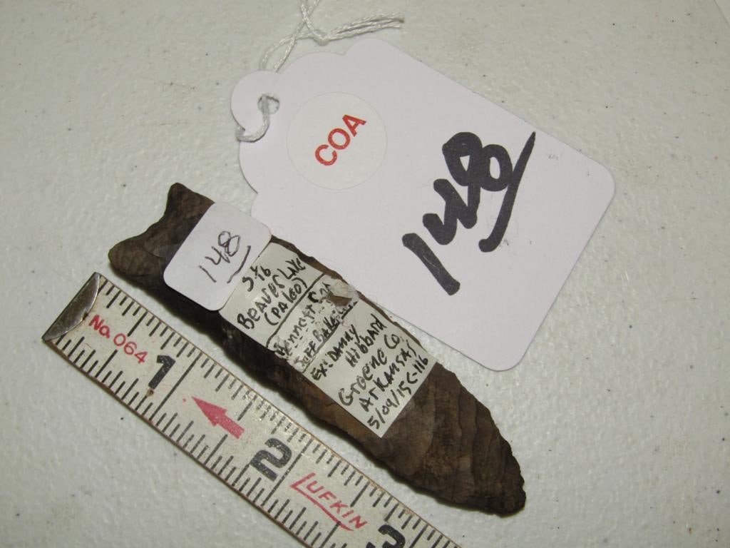 COA point: Bennett coa 3 7/16" Paleo Beaver Lake point, Arkansas