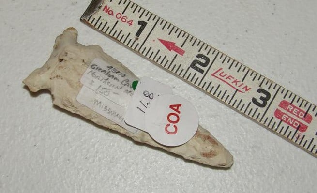 COA point: Partain coa 3 1/16" Graham Cave point, Missouri