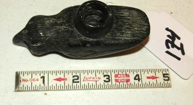 Pipe bowl: 4 1/4" Eagle effgy pipe bowl, steatite