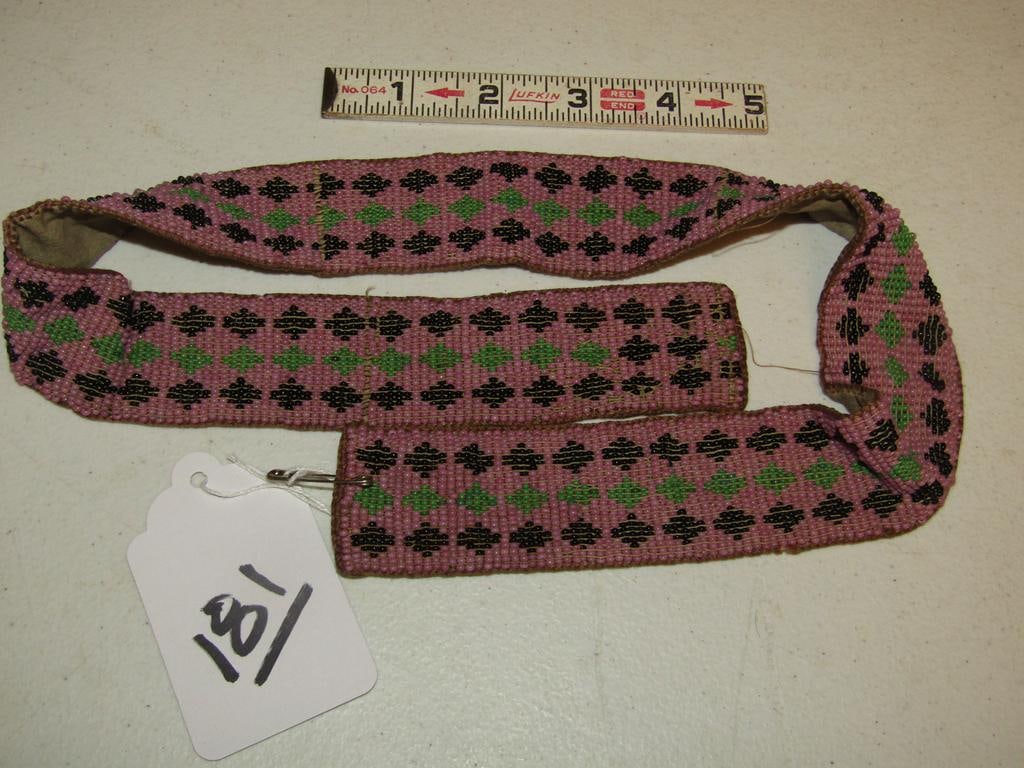 Bead Panel: Great Lakes loom beaded panel, 27" x 1 1/2", good cond