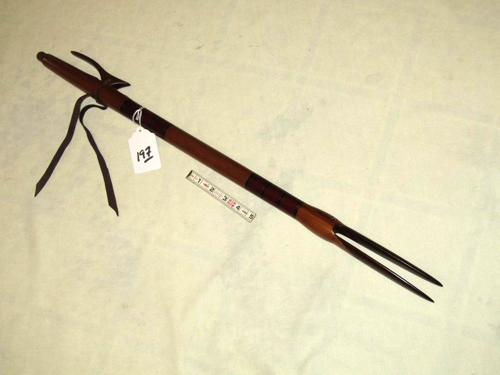 Courting flute: Northwest Coast 30" wood carved and painted bird effigy courting flute, appears new and exc condition