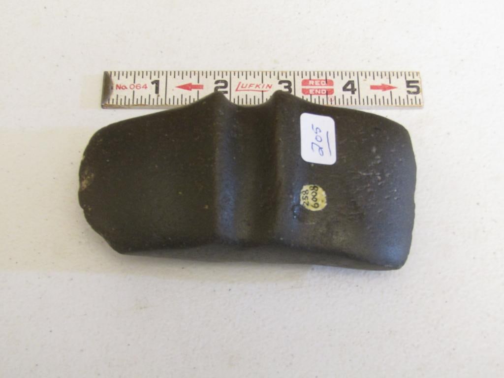 Axe: 4 3/4" black axe, double bit, marked 258 6008, 3/4 groove