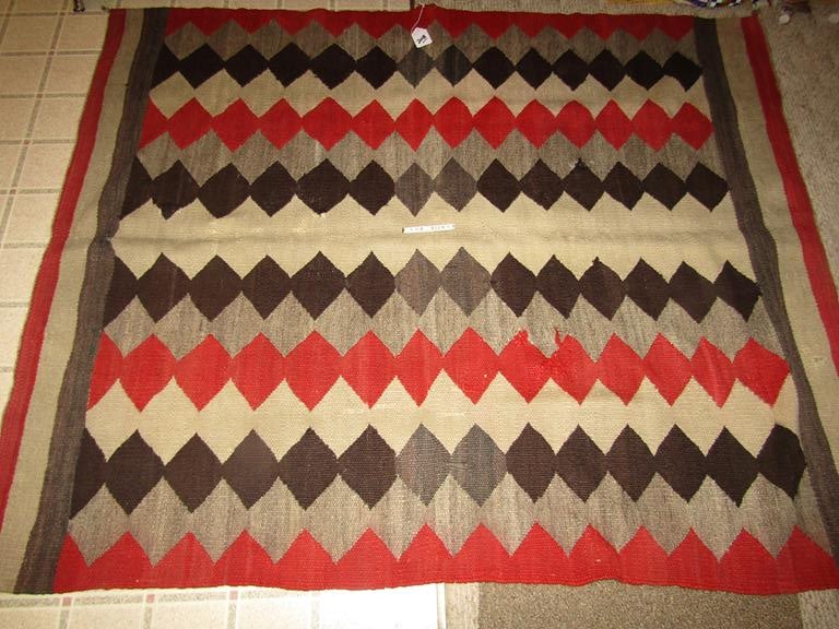 Textile: Navajo 6 ft x 5 ft Diamond design textile, shows a little separation and lazy lines, good good`