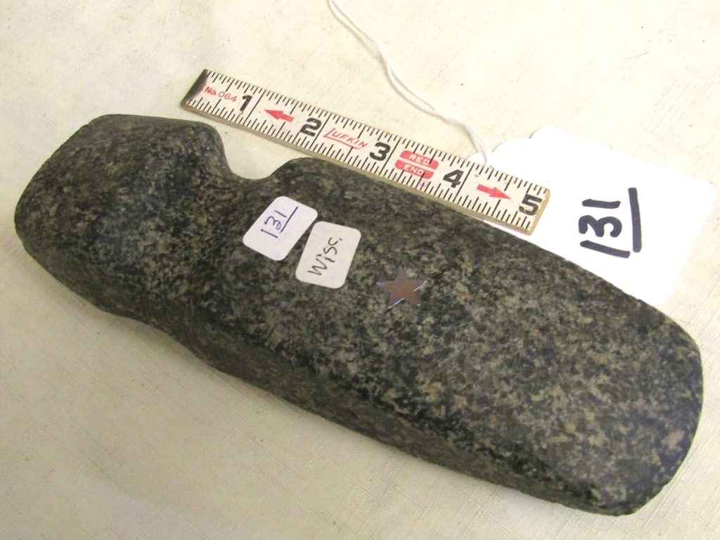 Axe: Largre 7 12" black axe, 3/4 groove, marked Wisconsin, not examined for coa