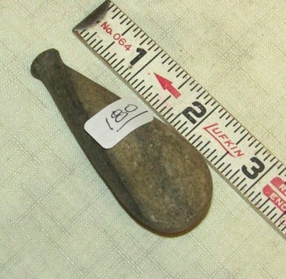 Plummet: Small 2 5/8" knobbed plummet, not examined for coa