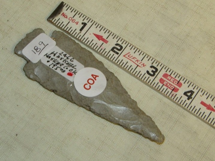 COA point: Partain coa 4 1/8" Haskell marked point, Oklahoma
