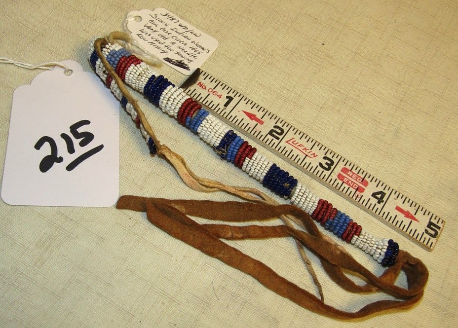 Awl case: Sioux 6 1/2" plus tassel fully beaded woman's awl case, no awl, with information, good condiition