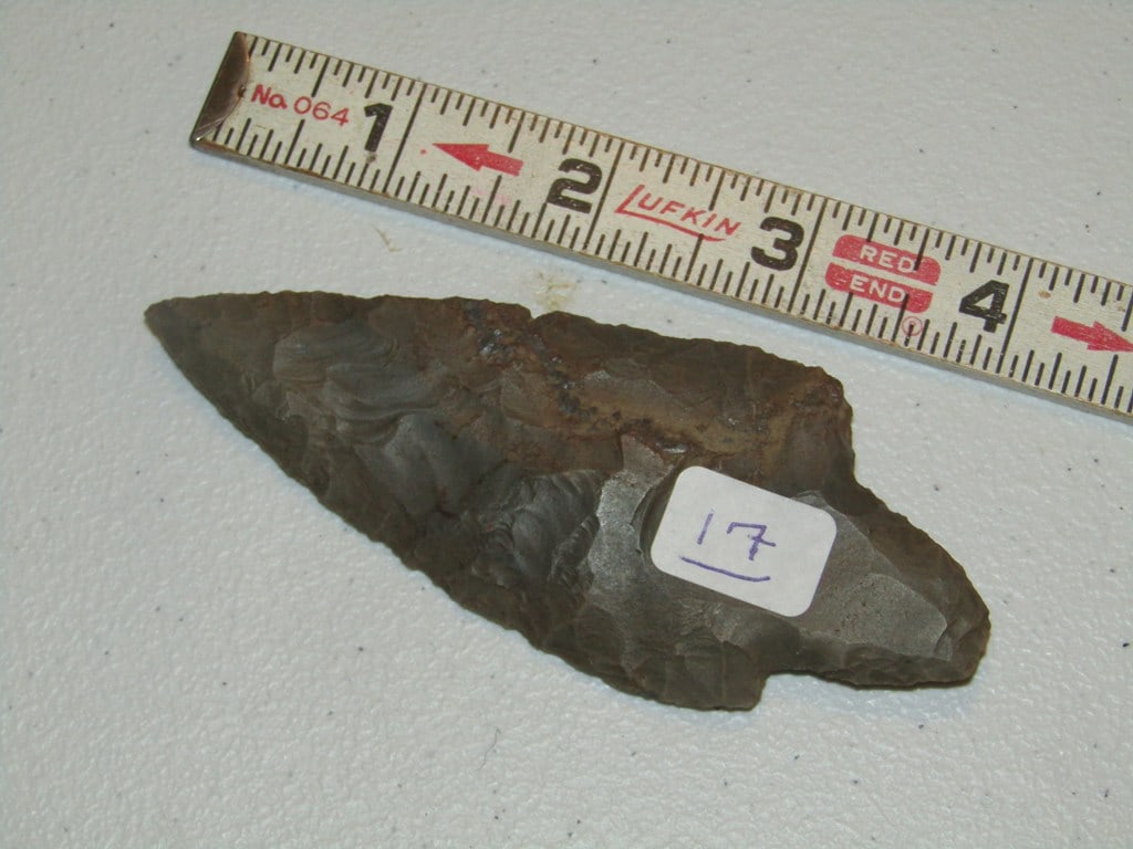 Point: 4 1/8" dark colored Adena point, Cook collection, not examined for coa
