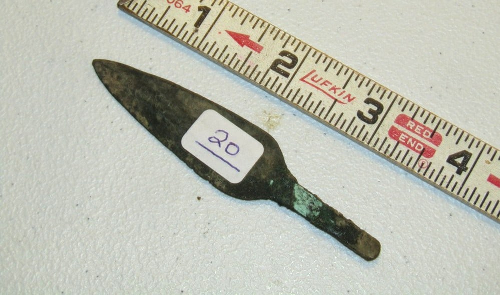 Point: 3 1/2" copper rat tail point, Cook collection, not examined for coa