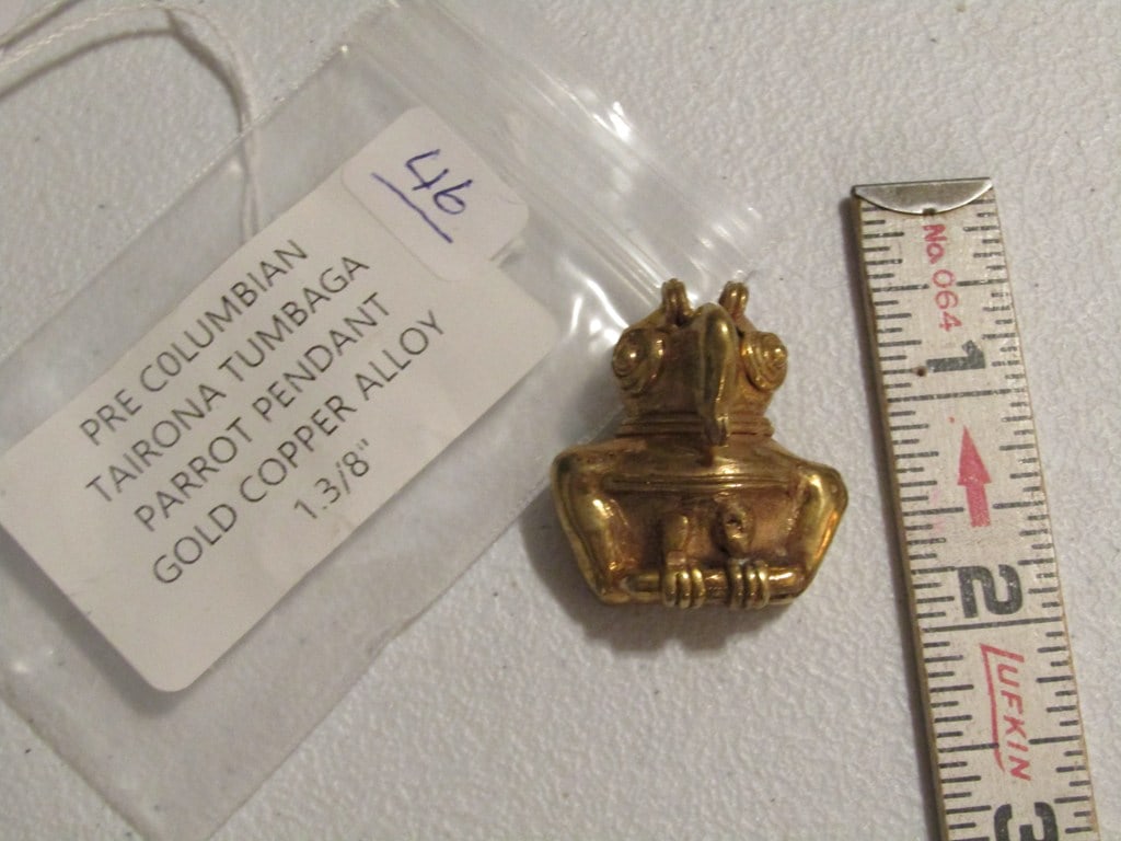 Pocket watch: Small display with pocket watch and beaded pouch with Flag motif, sinew sewn with information tag, good condition