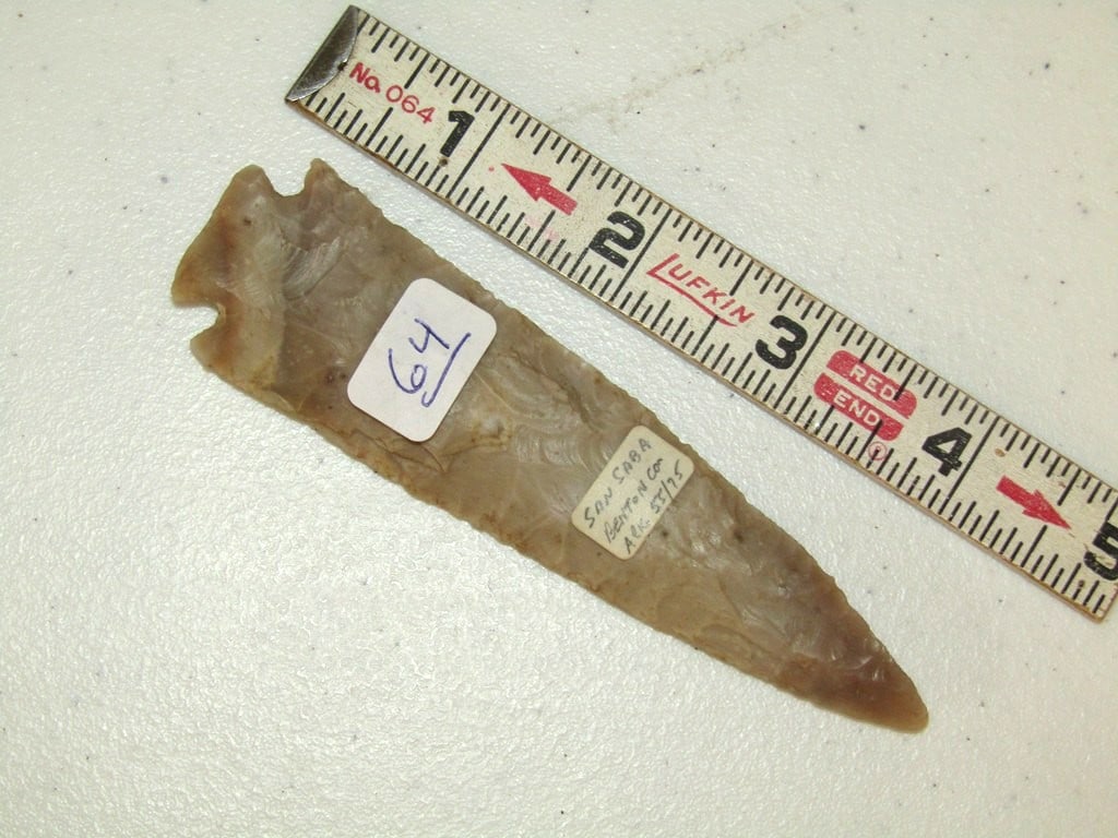 Point: 4 7/8" San Saba/Benton point, Arkansas, Cook collection, not examined for coa