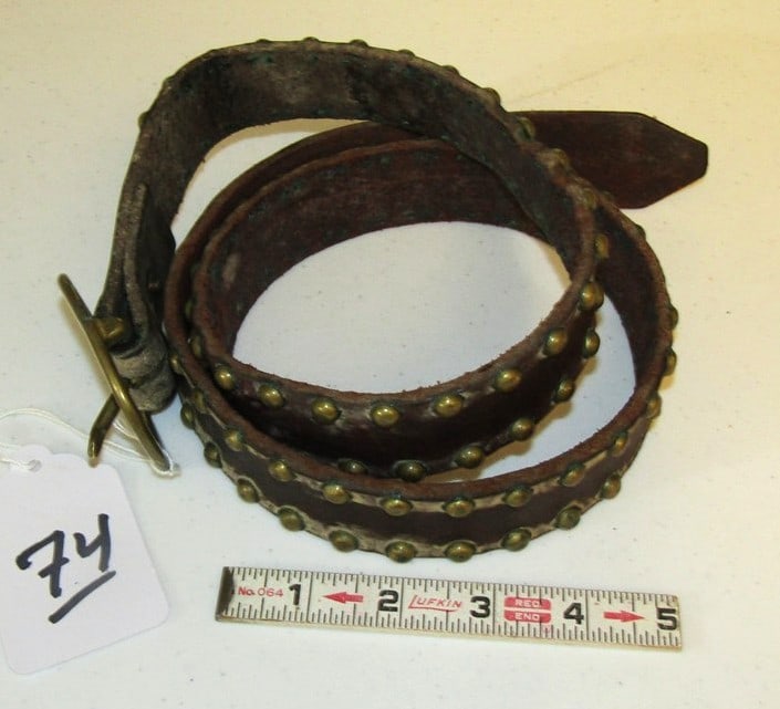 Belt: Indian harness leather 42" belt with buckle, tack decorated, good condition