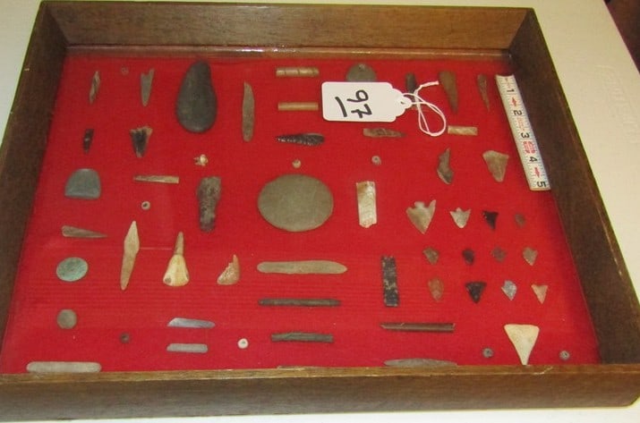 Numerous points: Large display with numerous points, tools etc, Lamp collection, not examined for coa