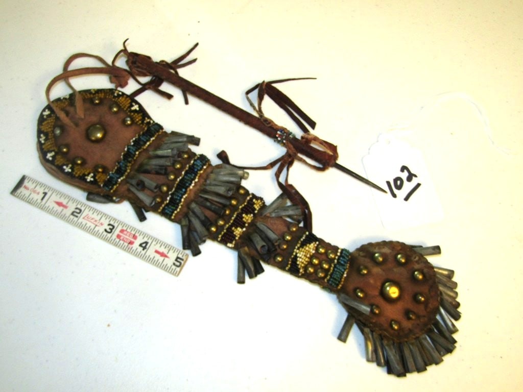 Awl case: Apache 12" highly decorated awl case with awl, cones, tacks, Beranek collection