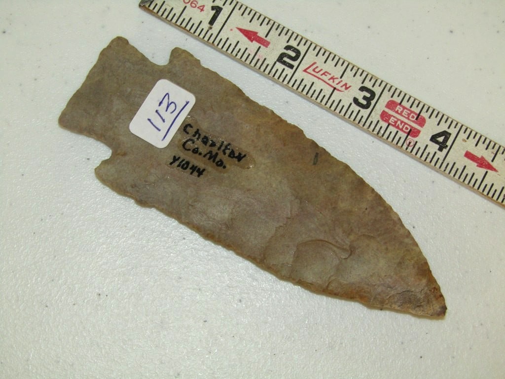 Point: Large 4 7/8" Hardin point, very thin, Missouri, not examined for coa