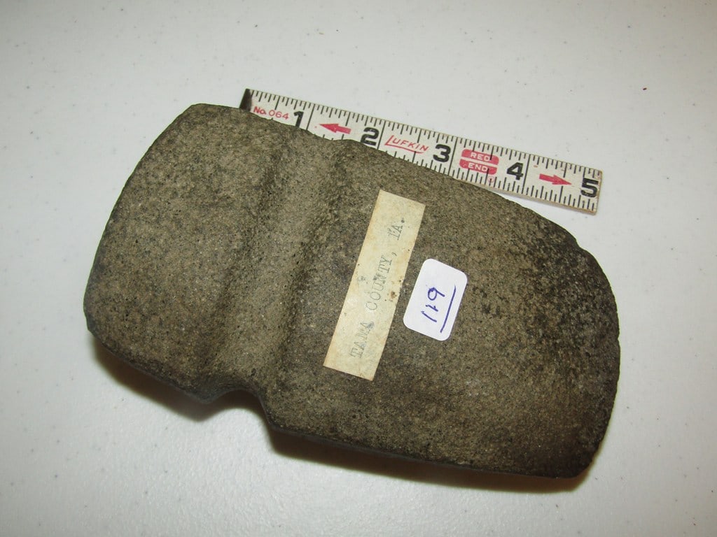 Axe: 5 3/4" axe, Tama Co Iowa, 3/4 groove, not examined for coa, Lamp collection