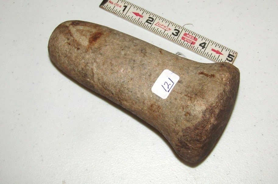 Pestle: 5 5/8" bell pestle, shows lots of use, Lamp collection, not exmined for coa