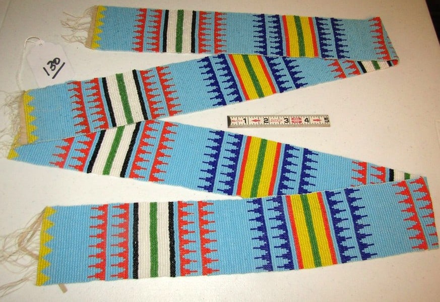 Blanket strips: Pr of 35" X 3" full beaded blanket strips, very good condition