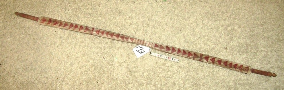 Bow: Plains 48" wood bow, painted with sinew backing, good condition, Beranek collection