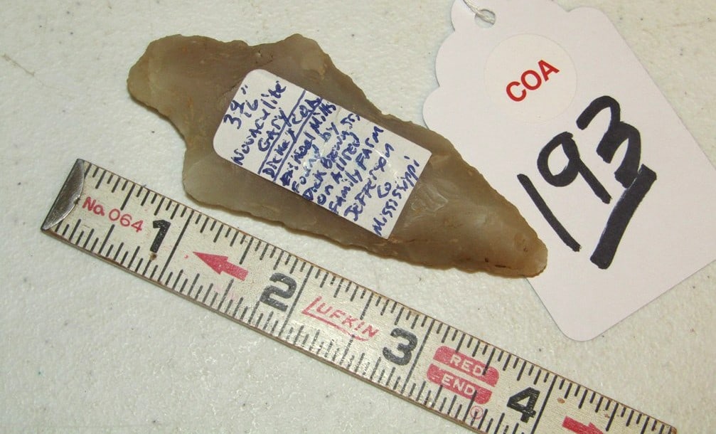 Point: 3" Clovis point, Cook collection, not examined for coa