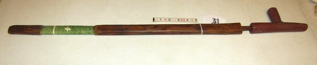 Pipe: Large Plains 32" pipe with quilled stem, 6" catlinite pipe bowl (doubt if original pipe bowl), Beranak collection, good condition