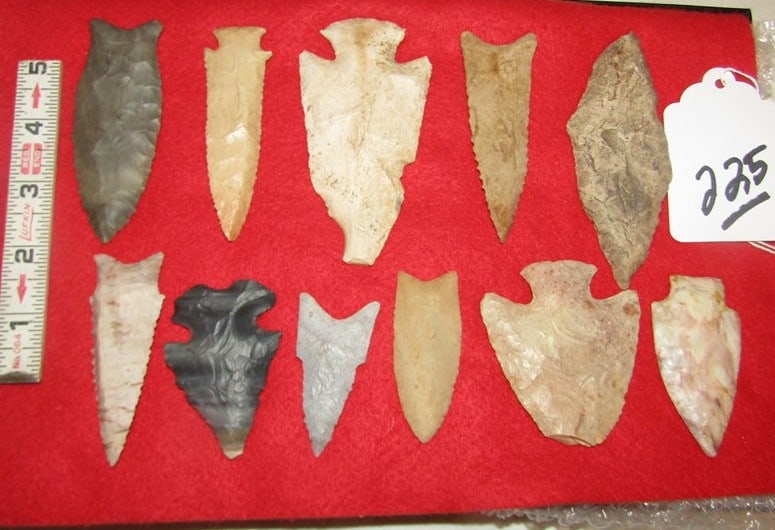 11 points: Display with 11 various points and tools, largest is 4", not examined for coa