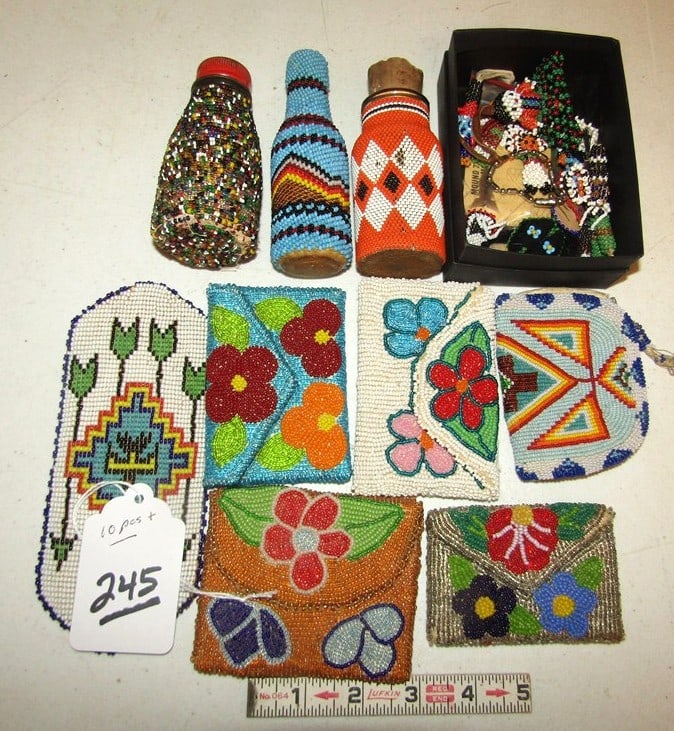 10 pc misc: Box with 10 pc misc purses bottle etc,
