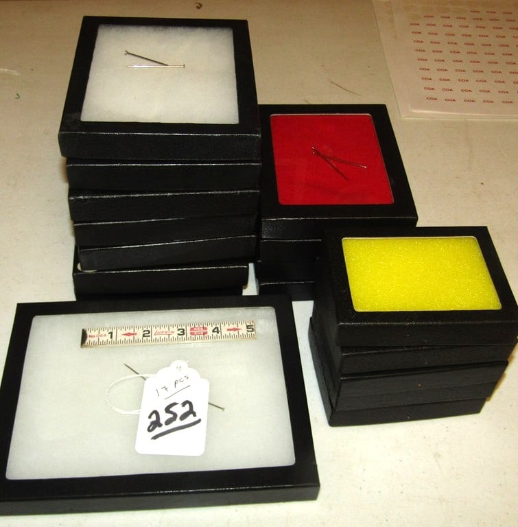 17 riker mounts: 17 riker mount display cases, largest is 8 x 6", Lamp collection