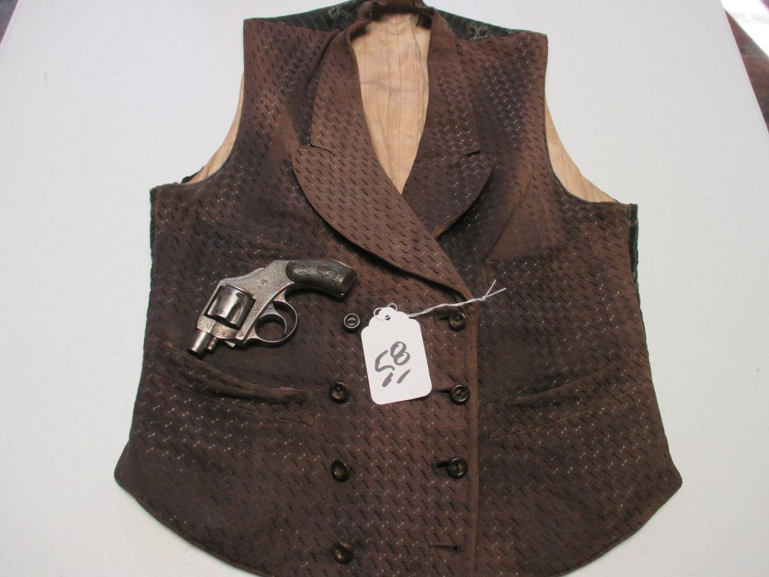 Pocket Pistol/Vest: 1800's Vest with pistol marked "Vest Pocket - Self Cocker"