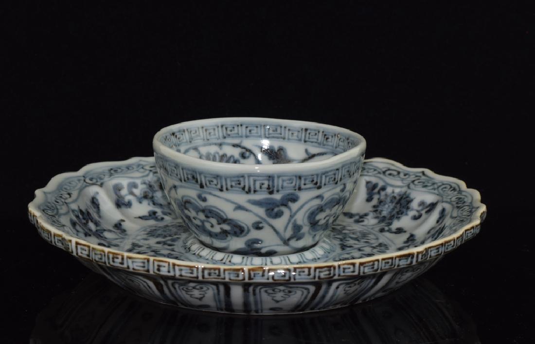 Chinese Blue and White Tea Cup and Plate (1 of 4)
