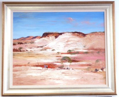 PARKER, Colin (b.1941) 'Summer Glare in the Water: PARKER, Colin (b.1941) 'Summer Glare in the Waterhouse Ranges, near Alice Springs.' Oil on Board 80x100 cm