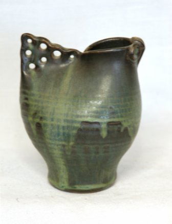 Blue/green Pottery Vase by John Crawford (N.Z) H: Blue/green Pottery Vase by John Crawford (N.Z) H 14cm
