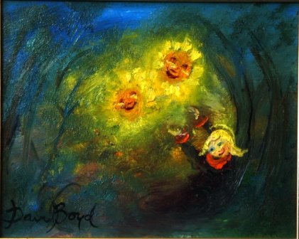 BOYD, David (b.1924) Sunflower Children Oil on: BOYD, David (b.1924) Sunflower Children Oil on Board 30x38 cm