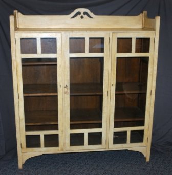 Oak Cream Painted Arts & Crafts Bookcase. C.1910, wi