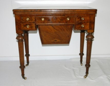 Victorian Walnut Envelope Card Table. With games bo - 3