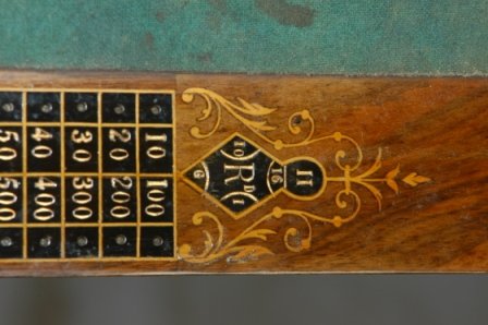 Victorian Walnut Envelope Card Table. With games bo - 9