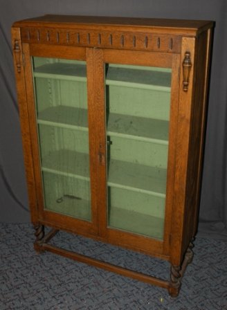 Circa 1930's Oak Small Cabinet or Bookcase. Glazed