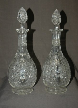 4 Matching Pieces Fancy Cut Crystal. 2 jugs & 2 dec - 2