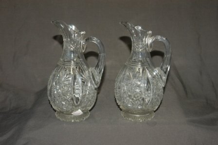 4 Matching Pieces Fancy Cut Crystal. 2 jugs & 2 dec - 3