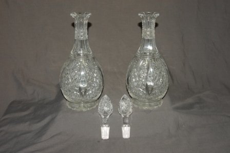 4 Matching Pieces Fancy Cut Crystal. 2 jugs & 2 dec - 4