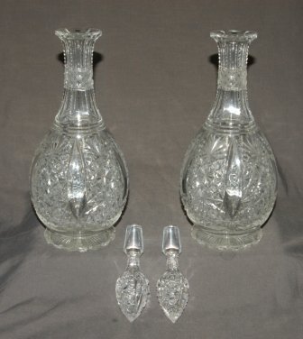 4 Matching Pieces Fancy Cut Crystal. 2 jugs & 2 dec - 5