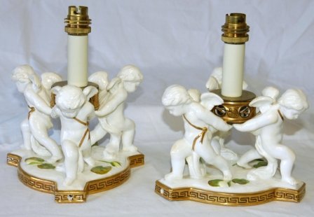 Pair Moore Bros Table Lamps in the form of 3 Cheru